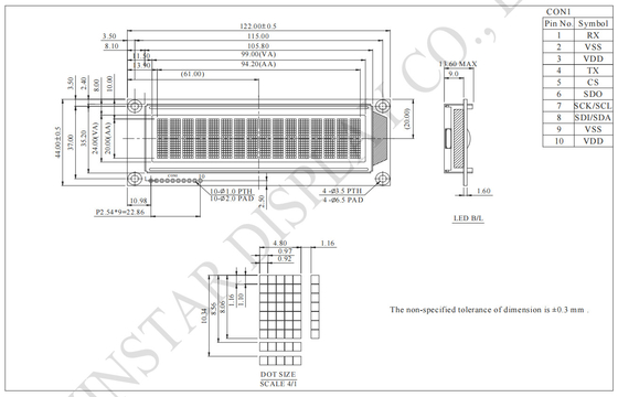 16*2 caratteri STN monocromo ST7066 modulo LCD a temperatura larga