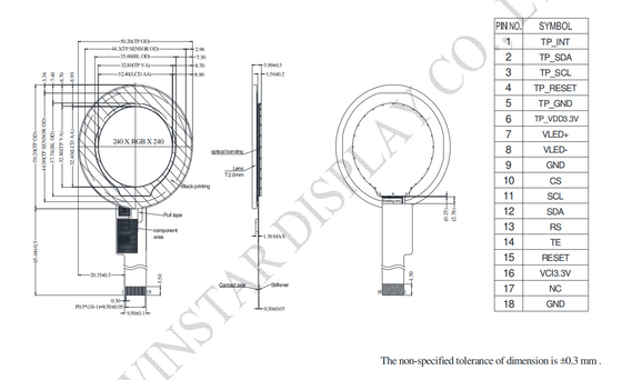 1.28' display rotondo 240*RGB*240 TFT SPI interfaccia LCD modulo touch
