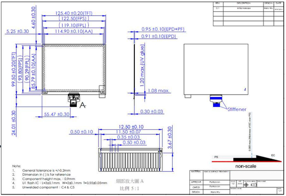 5.65'7 Colore EPD 600*448 Carta elettronica riflettente Display EPD Modulo originale