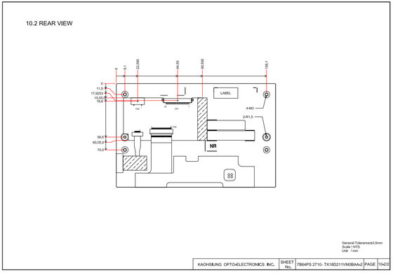 7' WVGA Ltps 800*480 IPS TFT Modulo LCD a larga temperatura