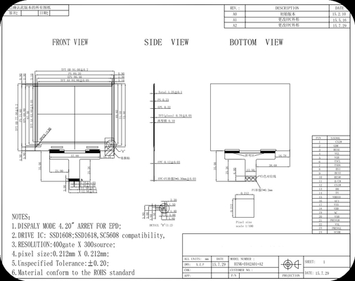 HINK 4.2'' 400*300 SSD1608 Interfaccia MCU E-paper display EPD