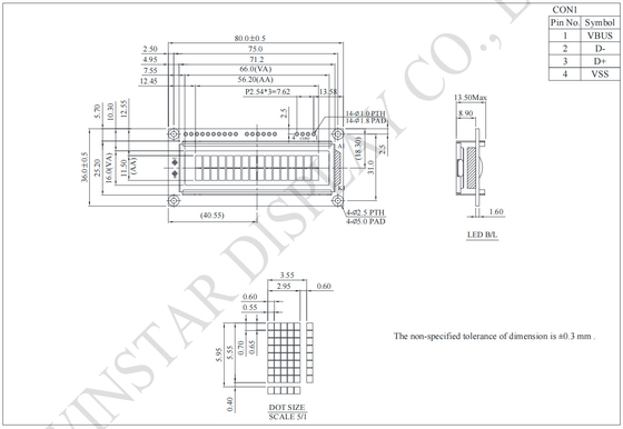 Interfaccia USB da 16*2 caratteri FSTN STN LCD Modulo Winstar sostituire uso industriale