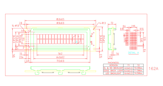 Modulo LCD a carattere 16*2 TN STN con uso industriale su PCB
