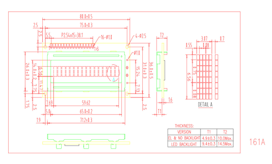 Modulo LCD a caratteri personalizzati a temperatura larga