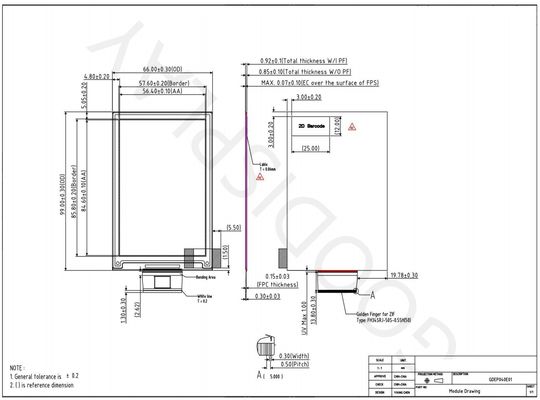 4.0'' 400*600 display standard in carta elettronica riflettente a colori