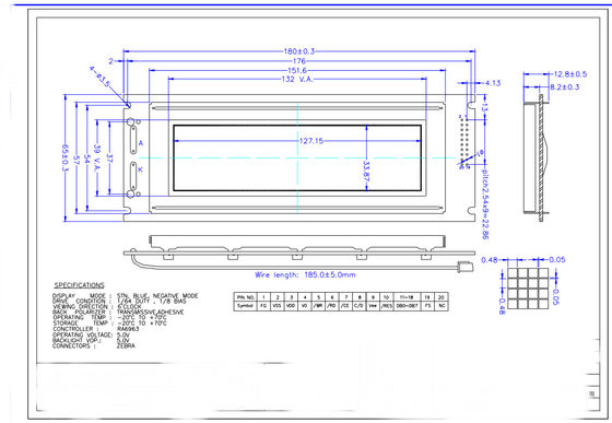 Modulo LCD grafico 240*64 STN blu negativo trasmissivo